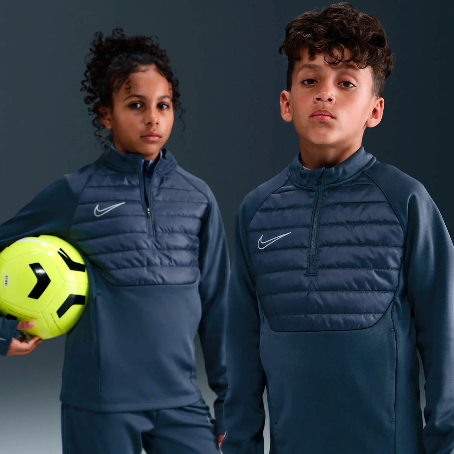 Nike Academy Winter Warrior Therma-FIT Drill Top 1/4 Training Shirt, Cool Blue, Kids