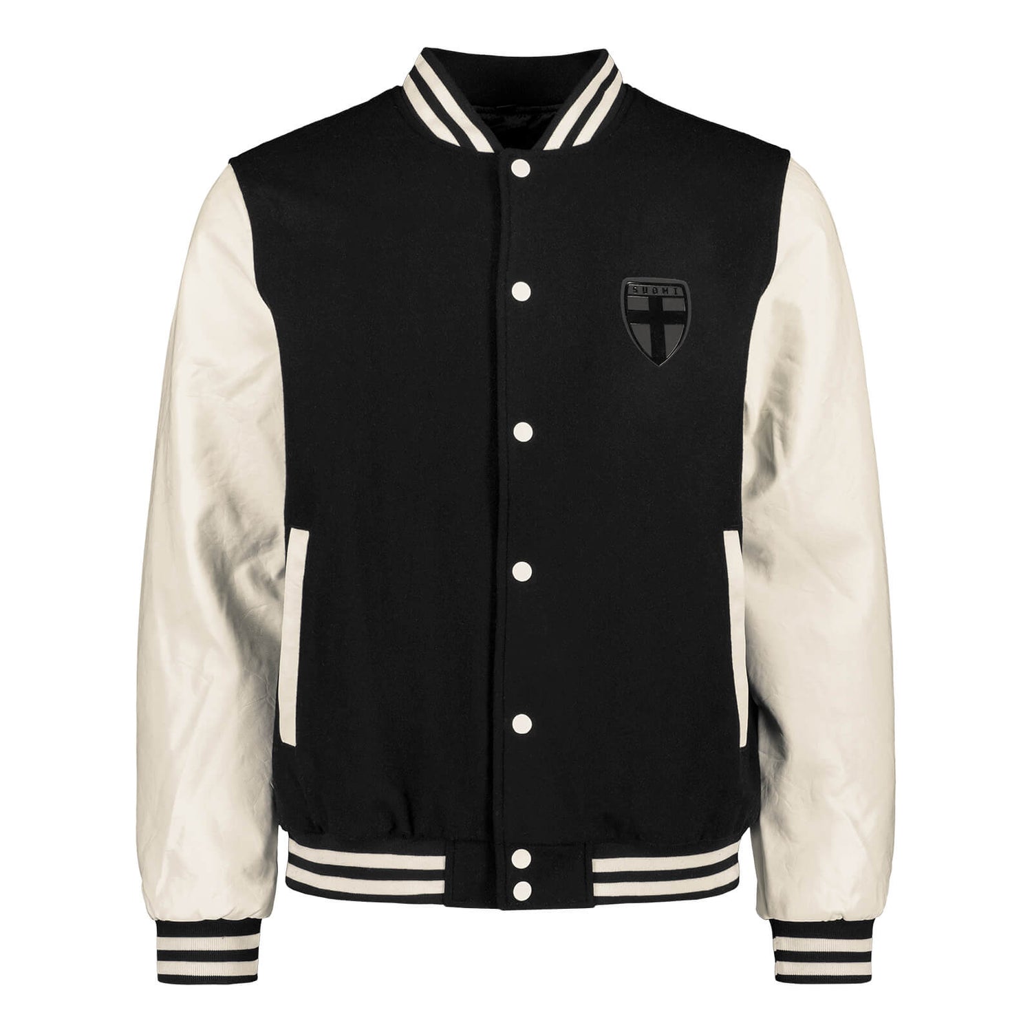 Suomi Black Edition baseball takki, Musta-valkoinen