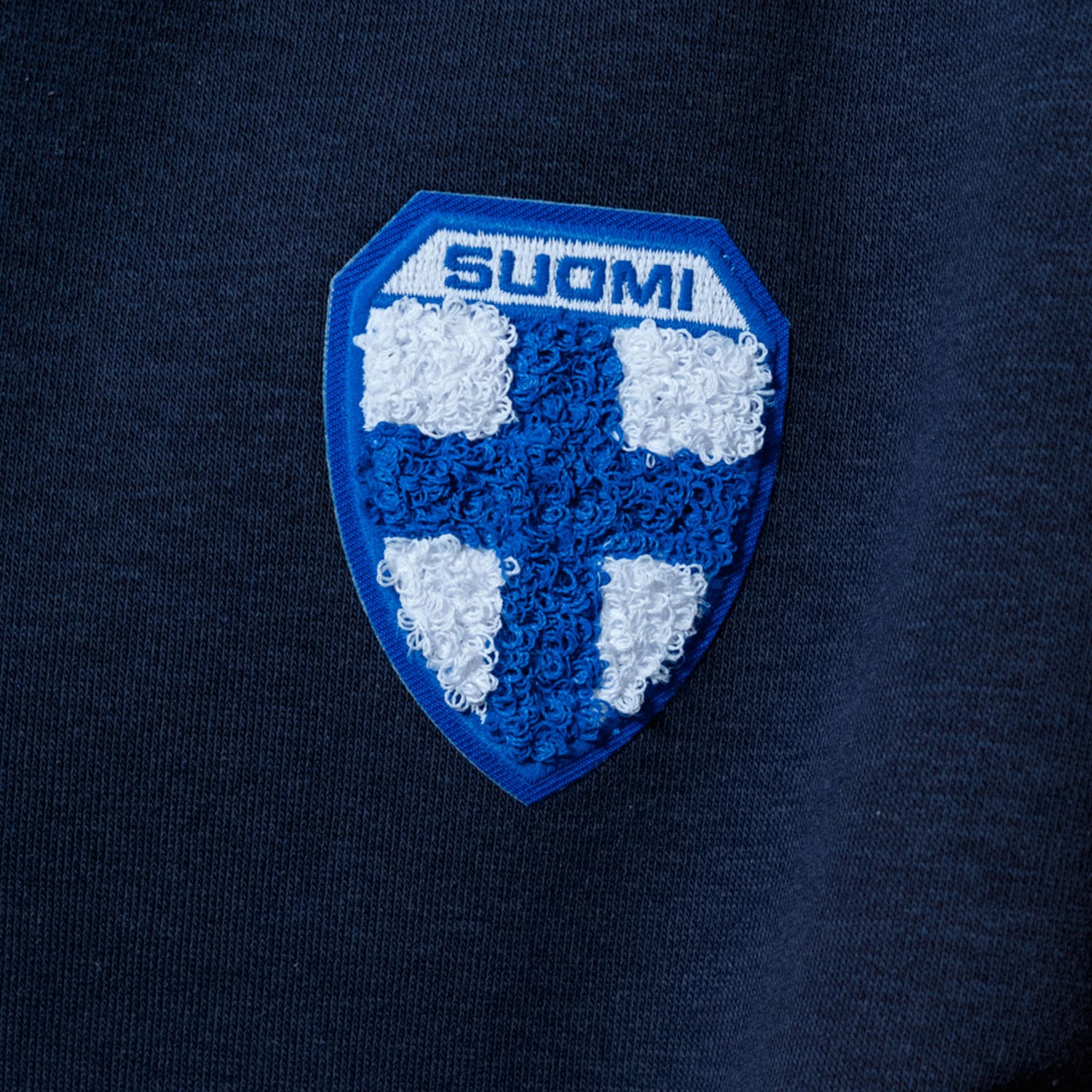 Suomi Chenille huppari vetoketjulla ja Collegehousut, Tummansininen, Tuotesetti