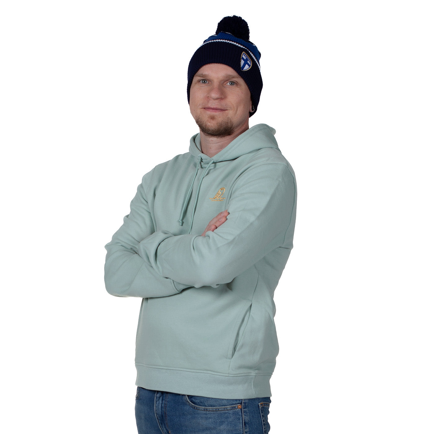 Helmi-huppari vihreä. Huppari, jonka rinnassa komeilee Helmipöllö-logo. Helmareiden virallinen fanituote. Suomen jalkapallomaajoukkueen fanituote.