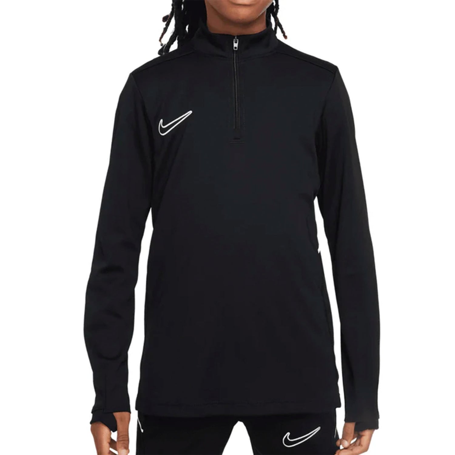 Nike Academy Dri-FIT pitkähihainen 1/4-zip jalkapallopaita, Musta, Lapset