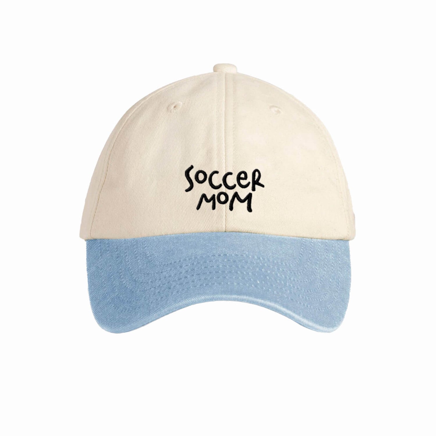 Soccer Mom puuvillalippis, Vaaleansininen/valkoinen
