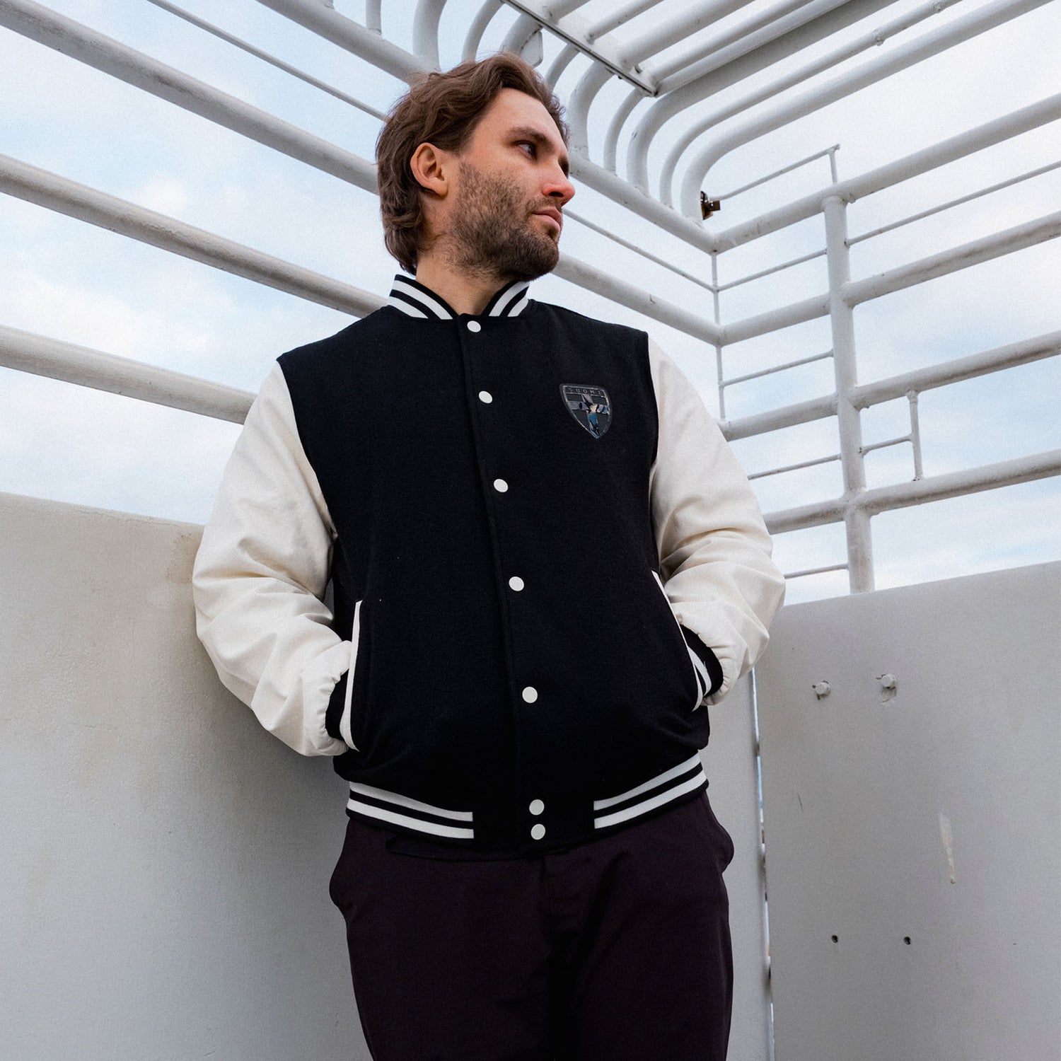 Finland Black Edition baseball jacket, Black-white