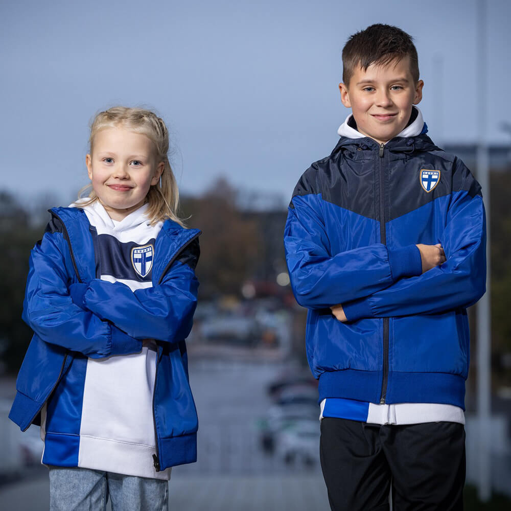 Suomi kevyt takki, vettä hylkivä, Sininen, Lapset
