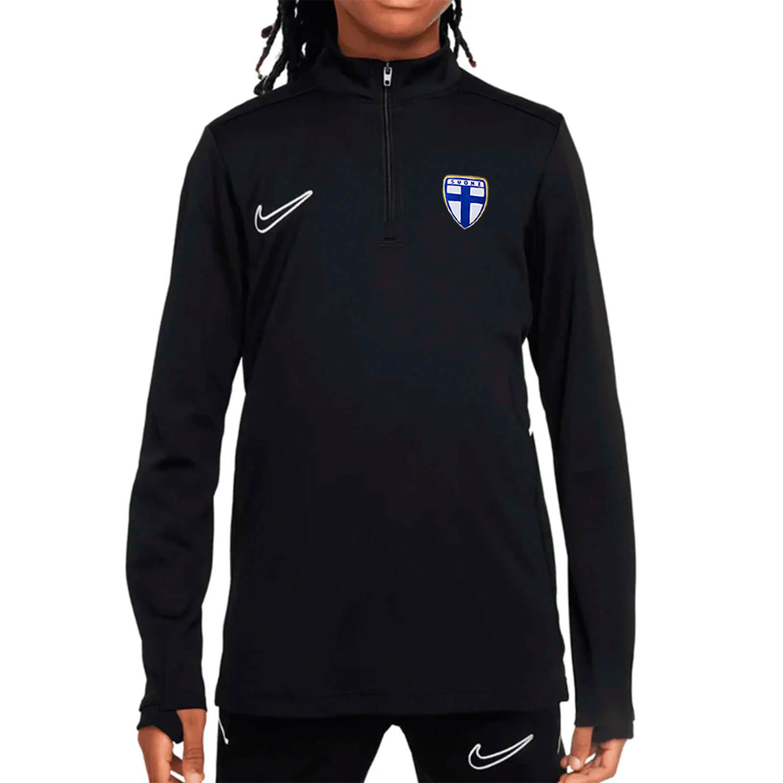 Nike Academy Dri-FIT Long Sleeve 1/4-zip Football Shirt, Black