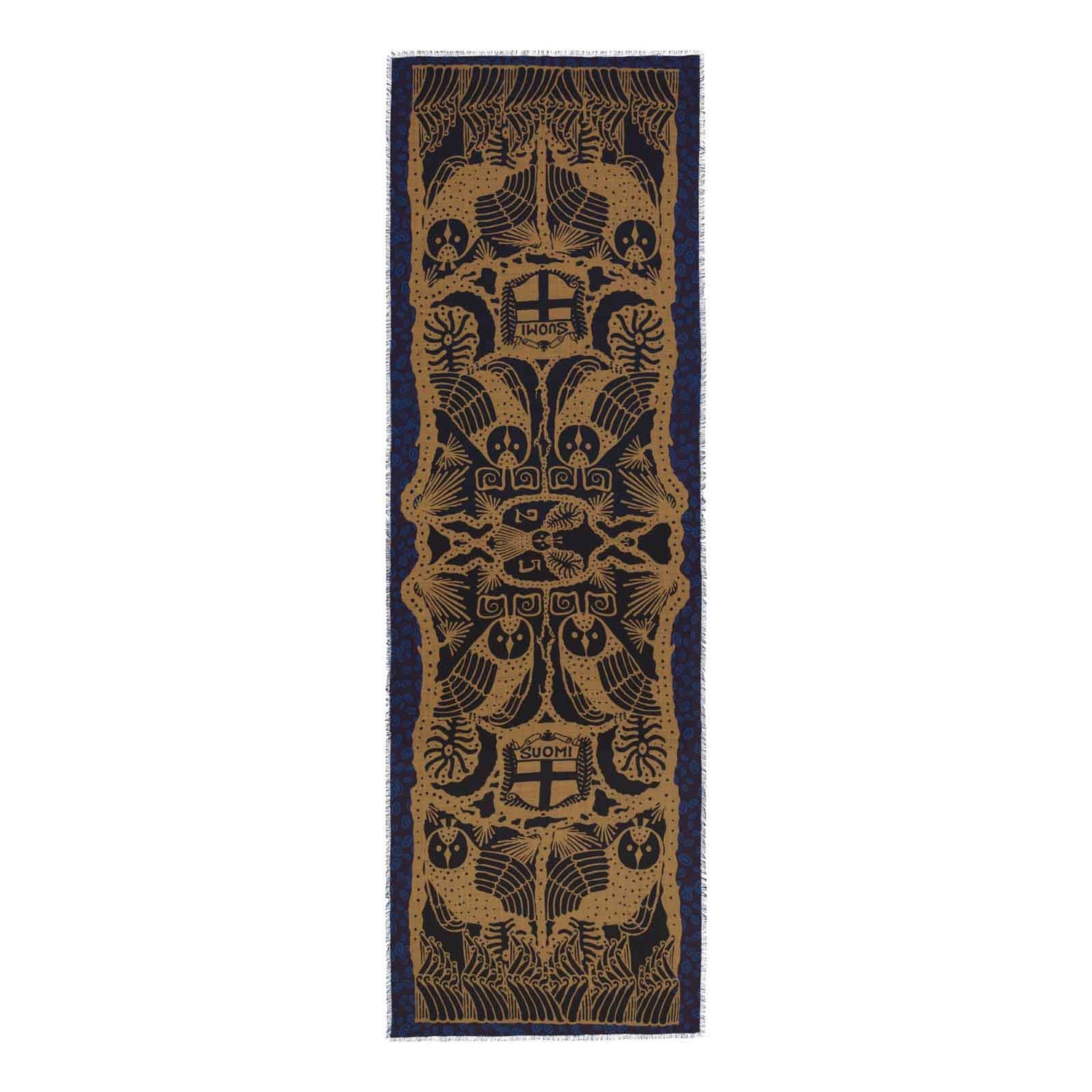 Neljä pöllöä By Klaus Haapaniemi, Premium silkkihuivi, Sininen