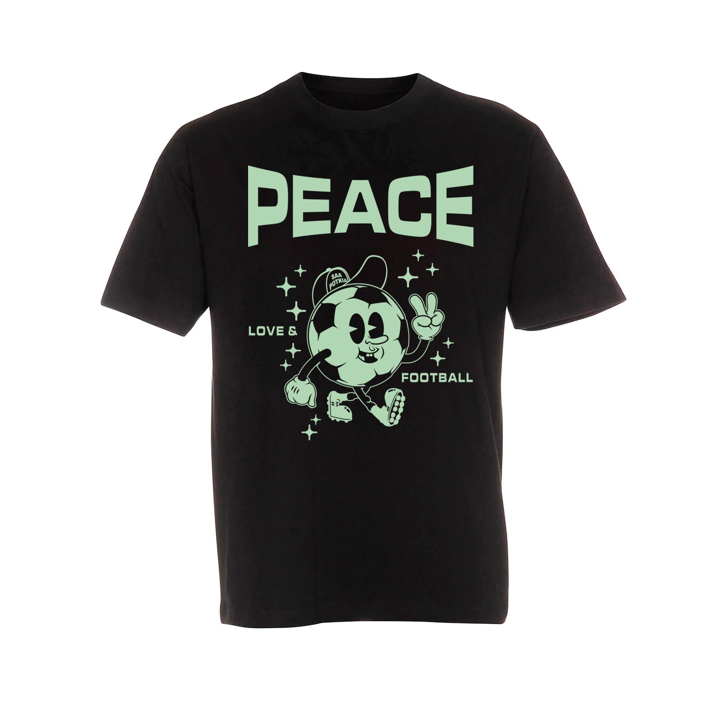 Peace Love & Football Green t-paita, Musta, Lapset