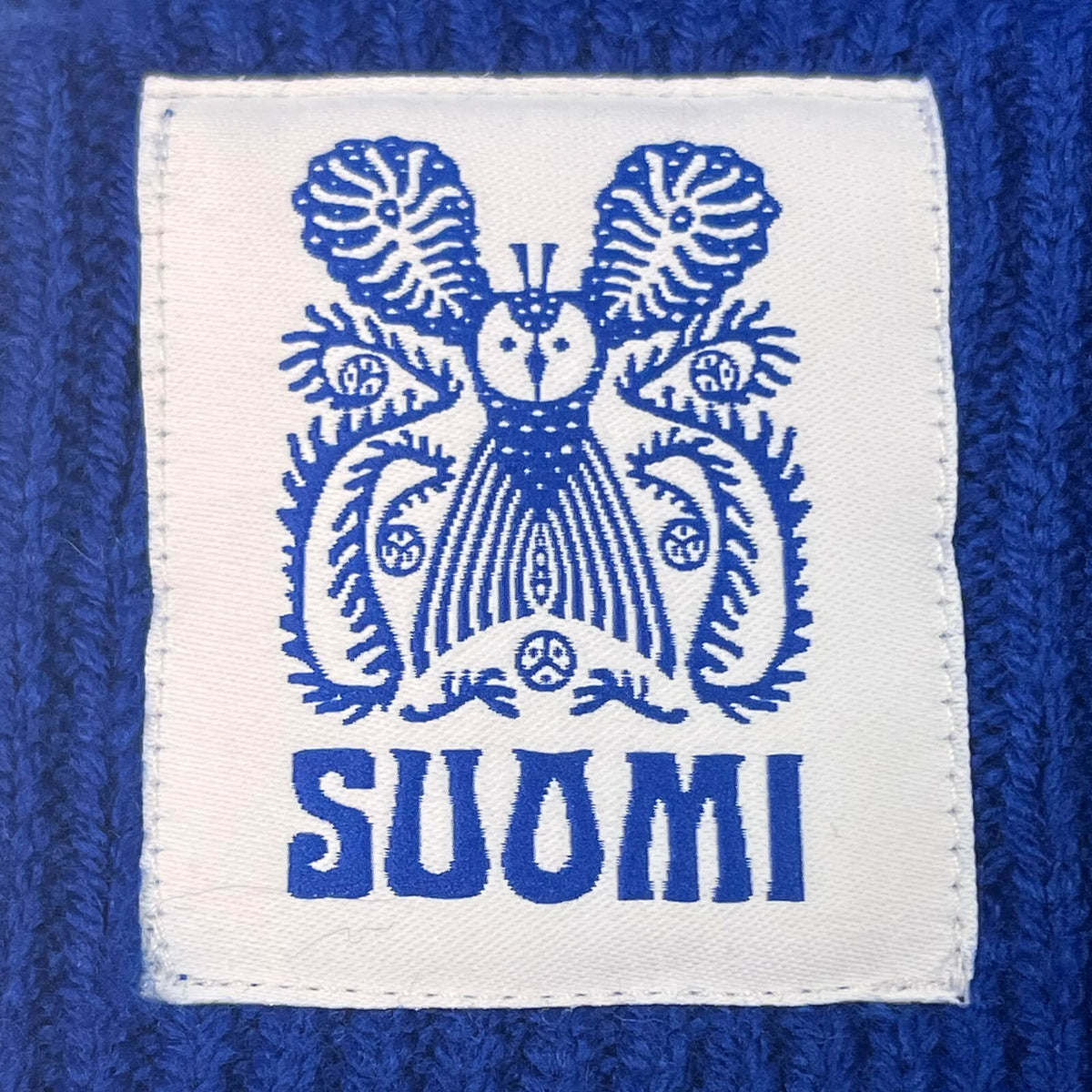 Owl ribbed beanie by Klaus Haapaniemi, Blue