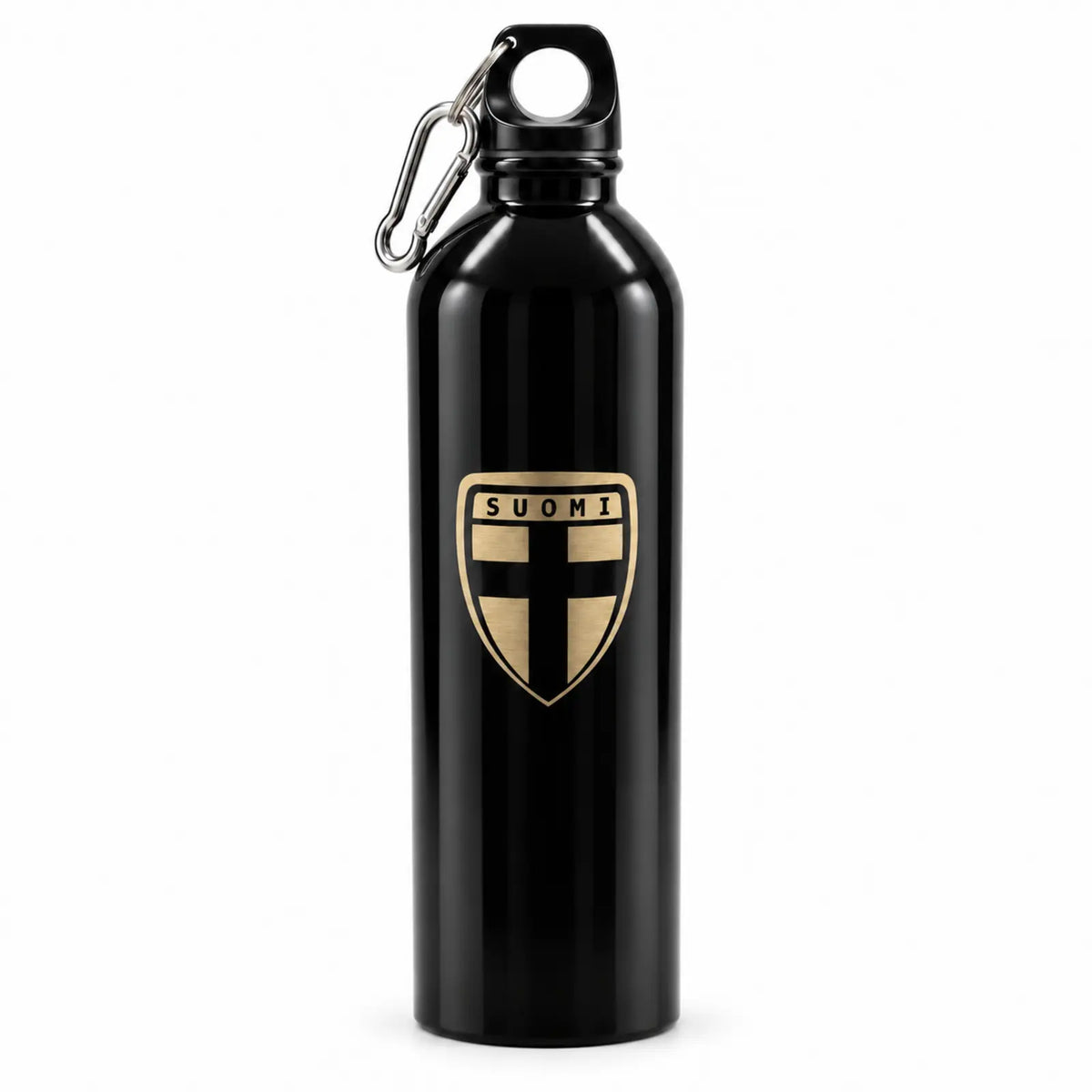 Suomi teräksinen juomapullo 750ml, Musta