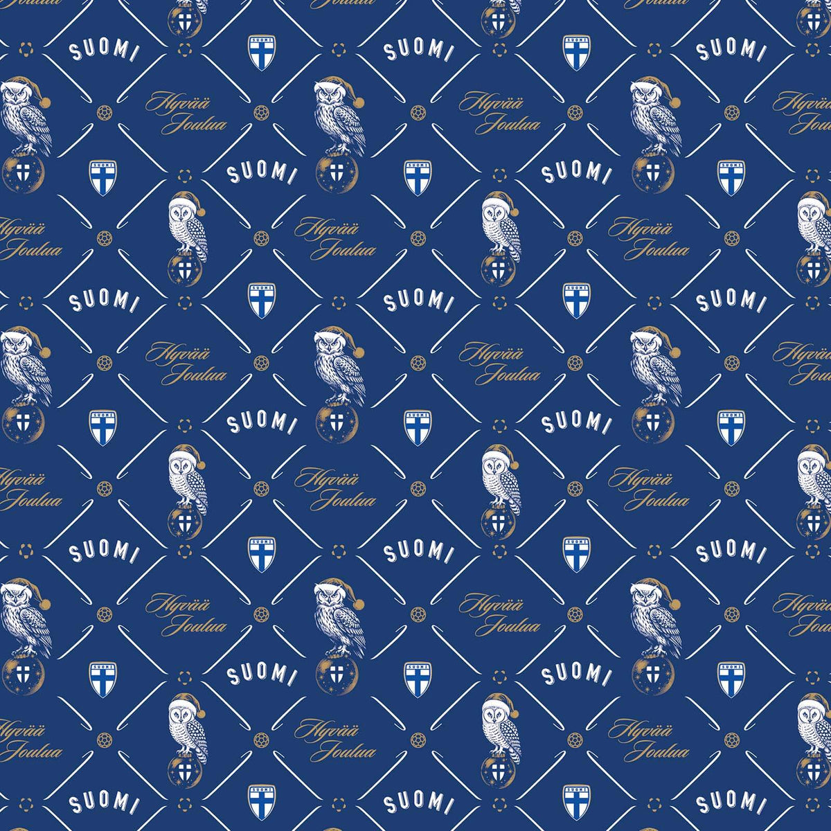 Suomi joululahjapaperi, 60x500cm, Tummansininen