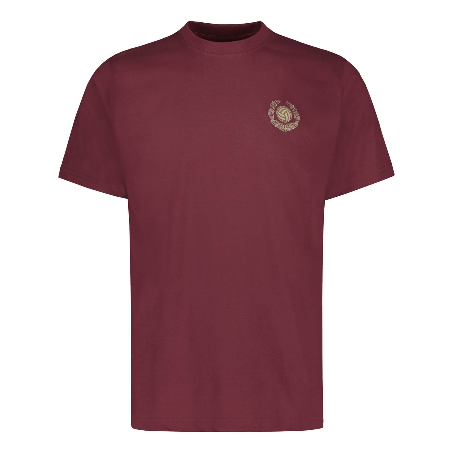 Leather Ball and Wreath T-shirt, Burgundy