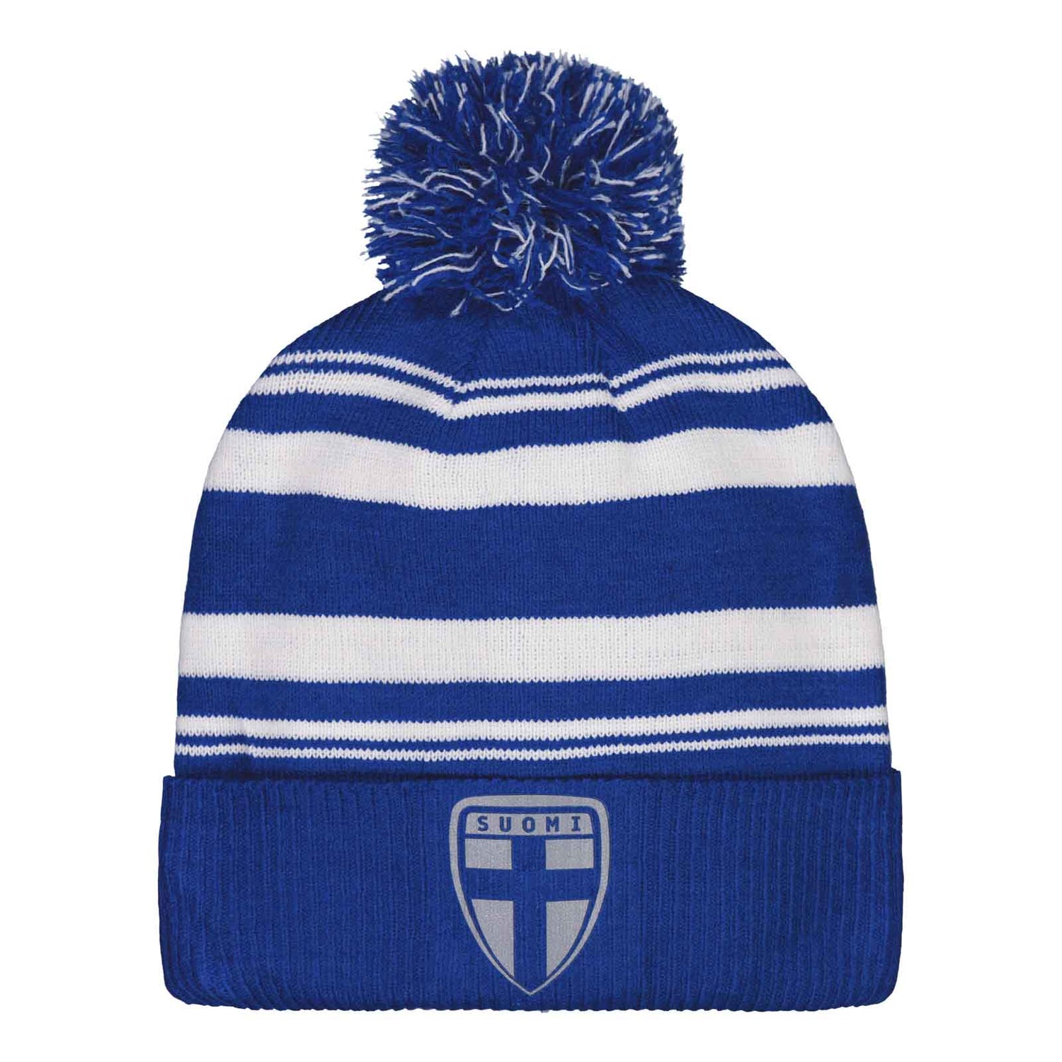 Finland pompom beanie with reflective logo, Blue