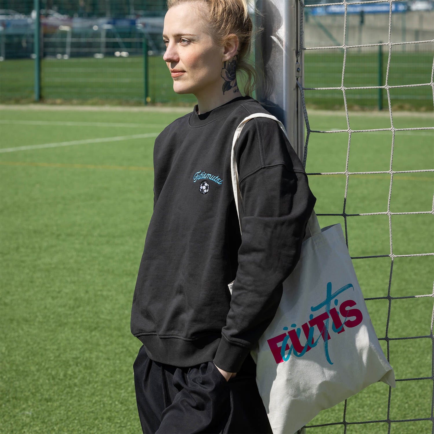 Football mom canvas bag, Off-white