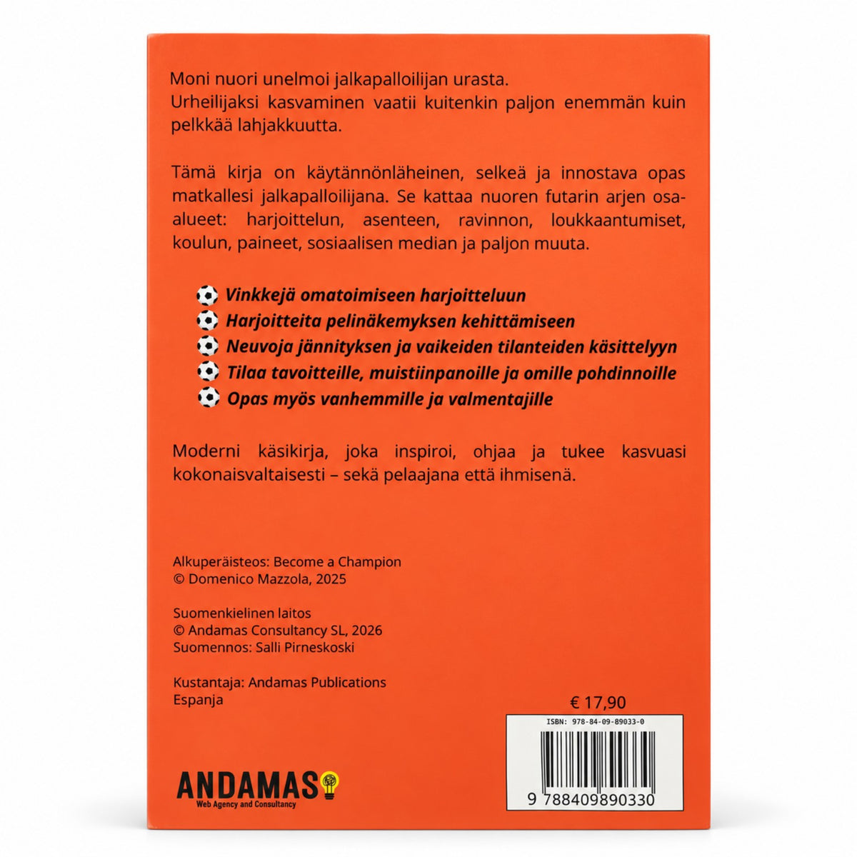 Matka mestariksi -kirjan takakansi