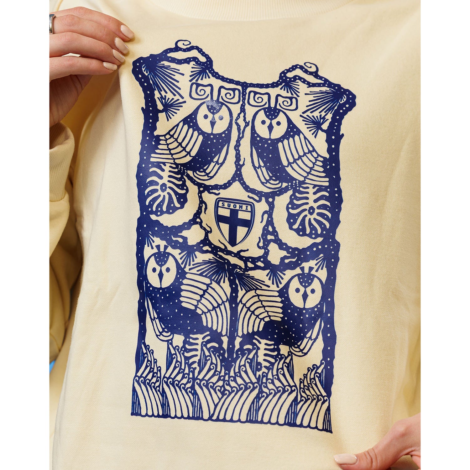 Four Owls by Klaus Haapaniemi Sweatshirt, Women, Light yellow