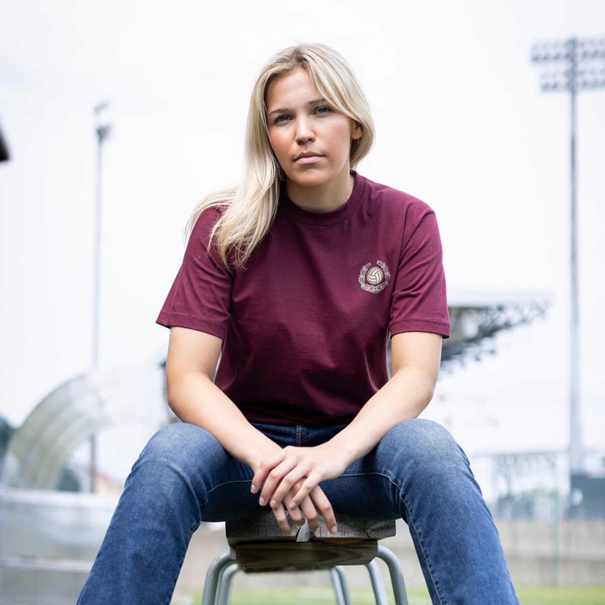 Leather Ball and Wreath T-shirt, Burgundy