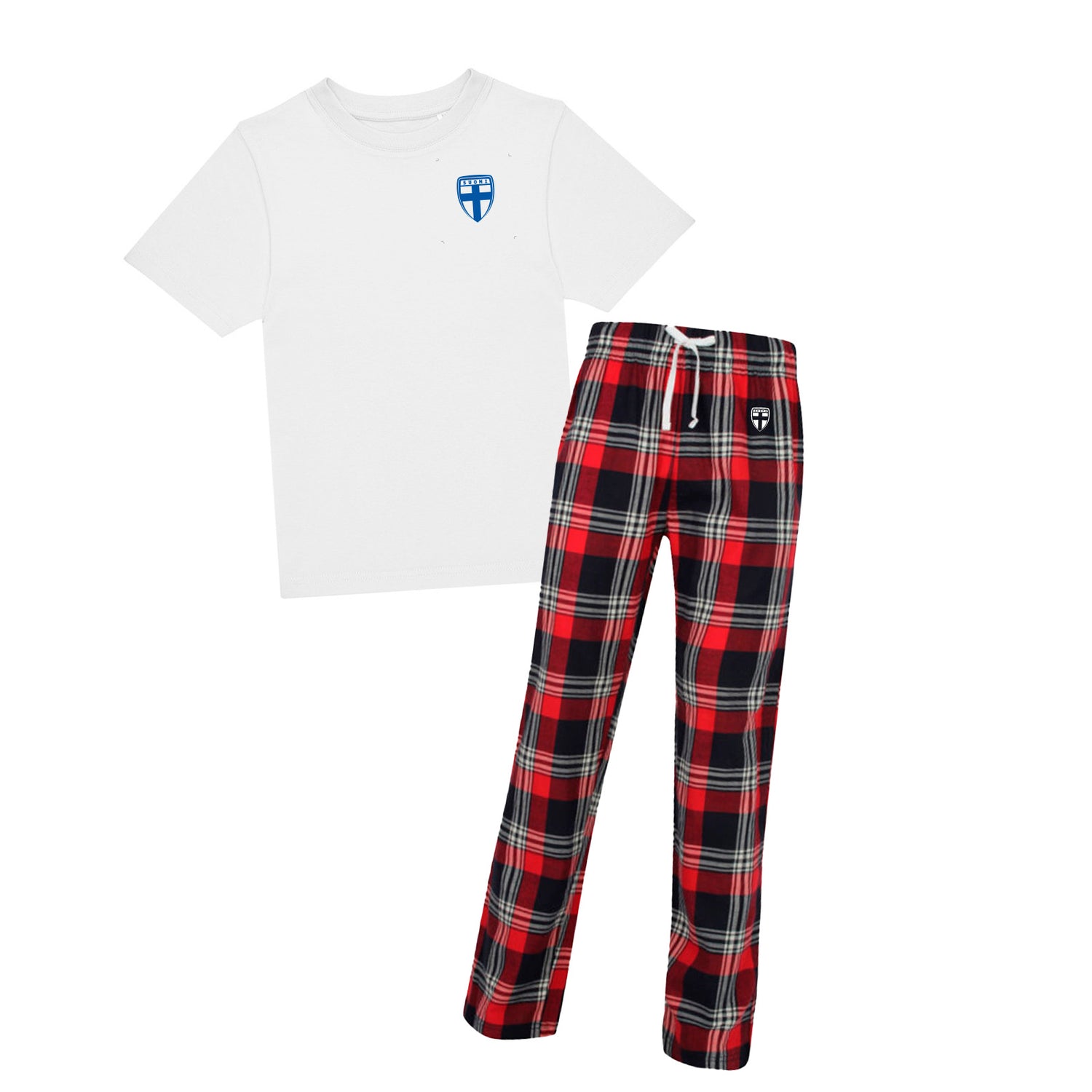 Pyjamasetti, flanellihousut ja t-paita