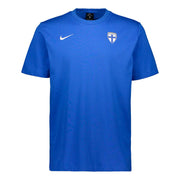 Sininen Niken laadukas T-paita Suomen maajoukkueen logolla.